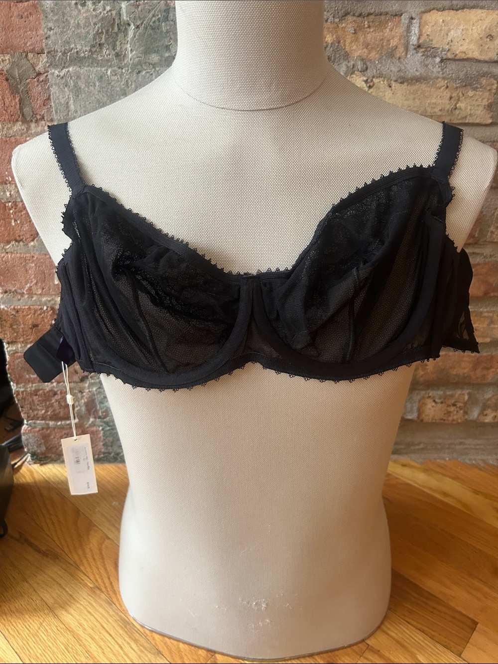 Sheer Lace Underwire Bra in Black